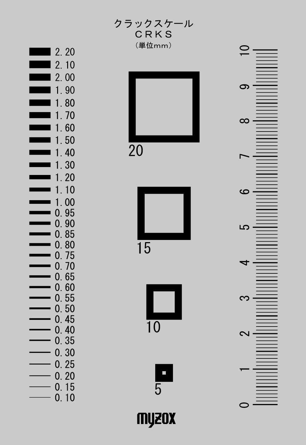 MYZOX Crack Scale CRKS for Measuring Concrete Cracks